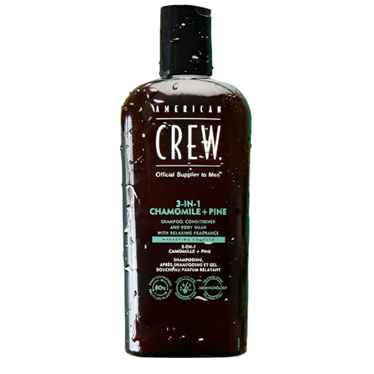 AMERICAN CREW 3 EN 1 CAMOMILLE + PIN - SHAMPOOING, APRES-SHAMPOOING ET NETTOYANT POUR LE CORPS 250ML